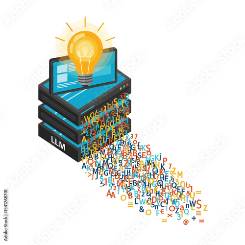Conceptual vector illustrations of large-scale language models (LLM).