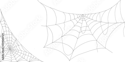 Scary Halloween spider web collection isolated cobweb vector elements for spooky scenes