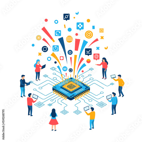 Conceptual vector illustrations of large-scale language models (LLM).