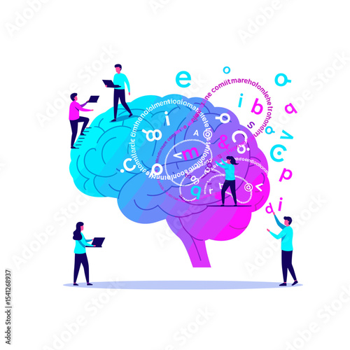 Conceptual vector illustrations of large-scale language models (LLM).