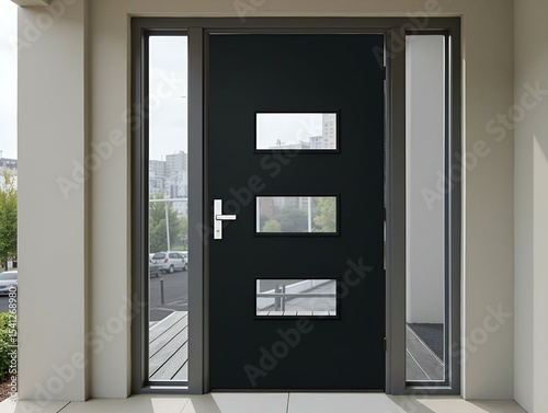 Modern Black Exterior Door With Long Handle