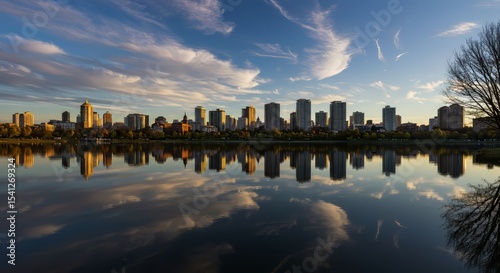 Cityscape Reflection at Dusk