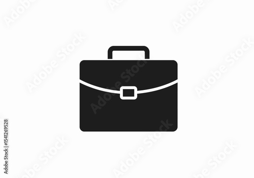 A black briefcase with a handle and a clasp is centered on a white background