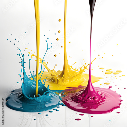 Vibrant CMYK Ink Pouring Art Display