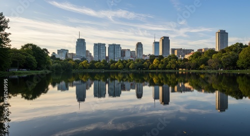 Cityscape Reflection on Water