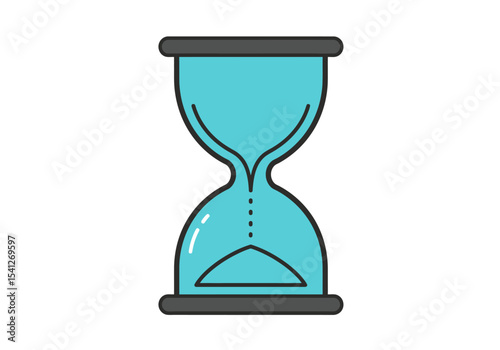 A blue hourglass with a gray base showing sand accumulating at the bottom