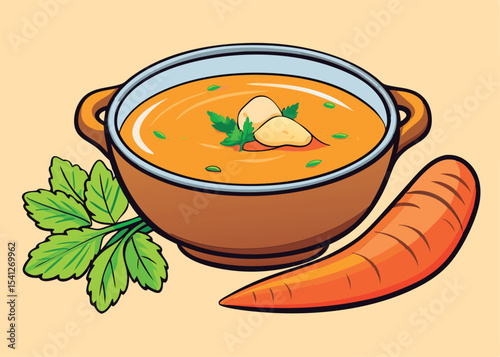 Hearty carrot soup. ready to enjoy.