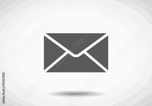 A simple gray envelope icon casts a soft shadow against a white background