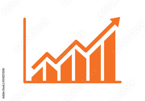 An orange chart shows upward progression with a rising arrow against a white background