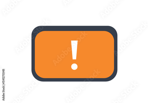 An orange roundedrectangle with a darkblue border contains a white exclamation point