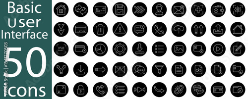 Basic User Interface Icon Set – 50 Minimal UI Symbols