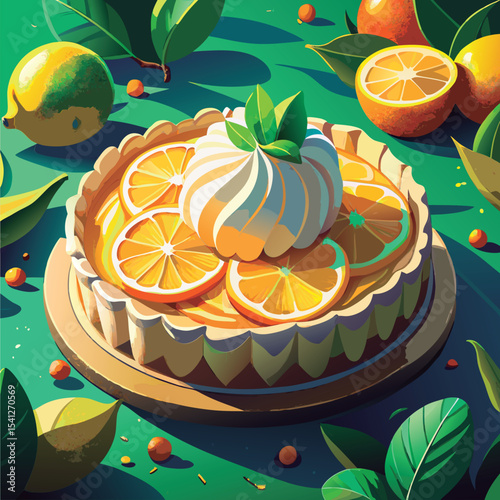 Delicious lemon tart with whipped cream.