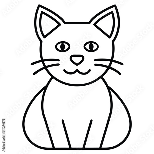 Smiling domestic kitten vector art illustration of a cute, happy feline pet