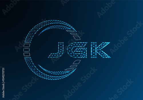 JGK low poly letter logo vector design. JGK lower poly logo design. Low poly logo.