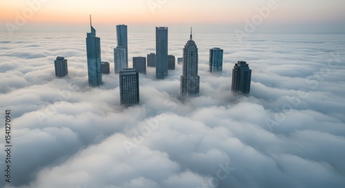 Skyscrapers Above the Clouds at Sunrise