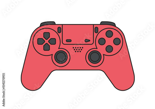 Red game controller with directional pad triggers joysticks and face buttons