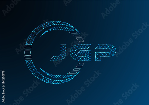 JGP low poly letter logo vector design. JGP lower poly logo design. Low poly logo.