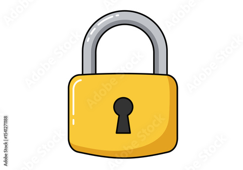Yellow lock with a silver shackle and a black keyhole