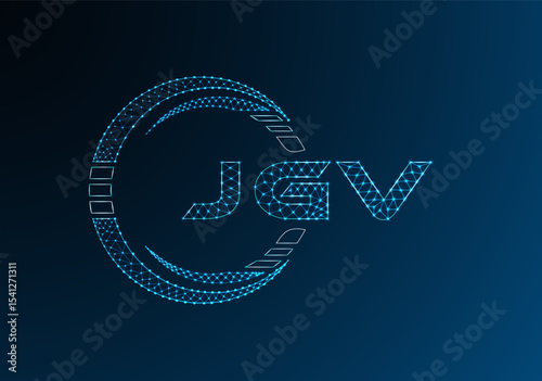 JGV low poly letter logo vector design. JGV lower poly logo design. Low poly logo.