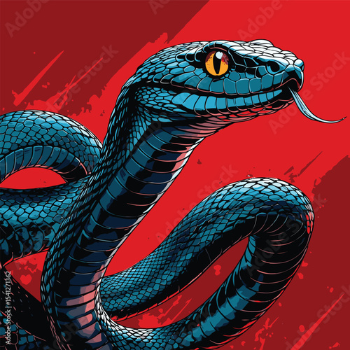 Detailed and realistic vector image of a venomous snake