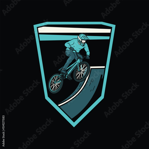 BMX Logo Vector with Bike Rider Silhouette