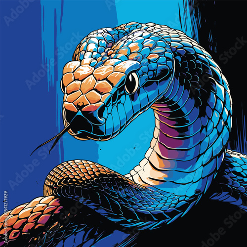 Detailed and realistic vector image of a venomous snake