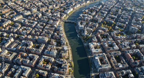 City Aerial View with River