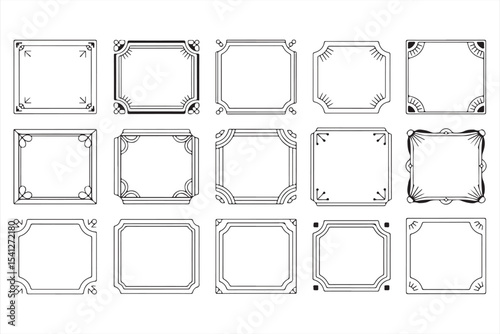 Elegant retro-inspired line frames for invitations and decorative design