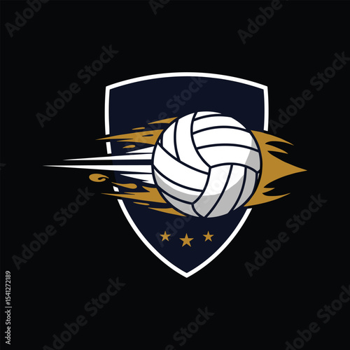 Volleyball Logo Vector with Net and Ball