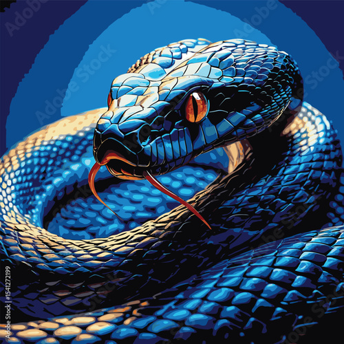 Detailed and realistic vector image of a venomous snake
