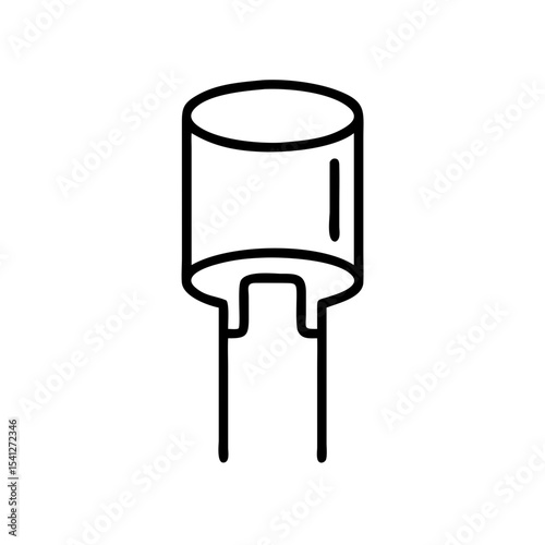 Minimalistic capacitor icon with black outline on transparent background  