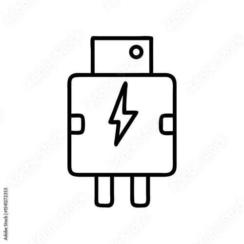 Circuit breaker icon in a minimalistic style, black outline, transparent background  