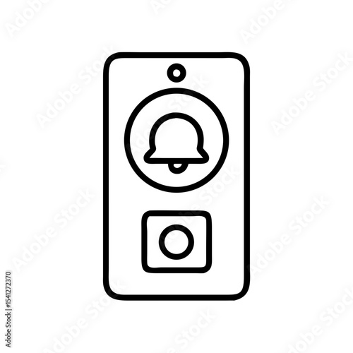 Doorbell icon in minimalistic style, black outline, transparent background