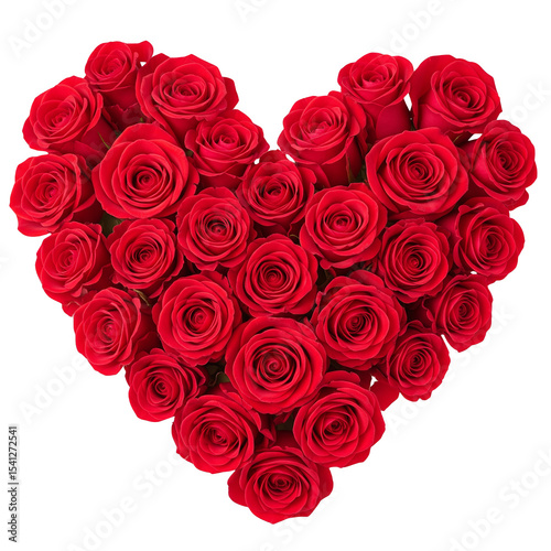 Vibrant Red Roses Arranged in a Heart Shape isolated on a transparent background flower arrangement