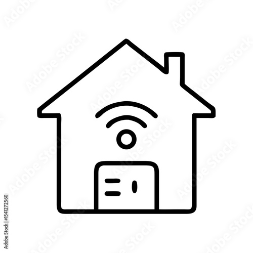 smart home icon, black outline, transparent background