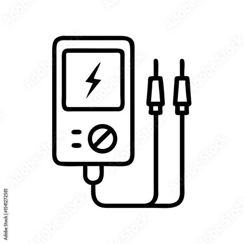 Multimeter icon in a minimalist style, black outline, transparent background