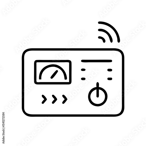Thermostat icon in minimalist style with black outline on transparent background  