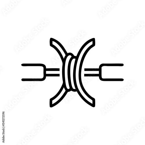 Connecting wire icon in a minimalist style, black outline, transparent background