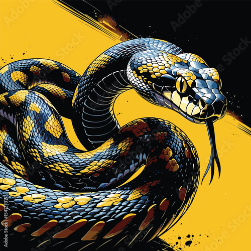 Detailed and realistic vector image of a venomous snake