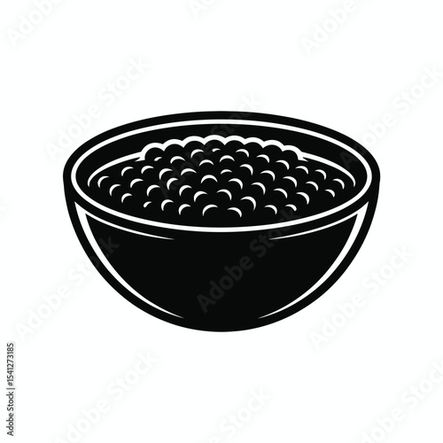 Black and white bowl of lentil soup illustration