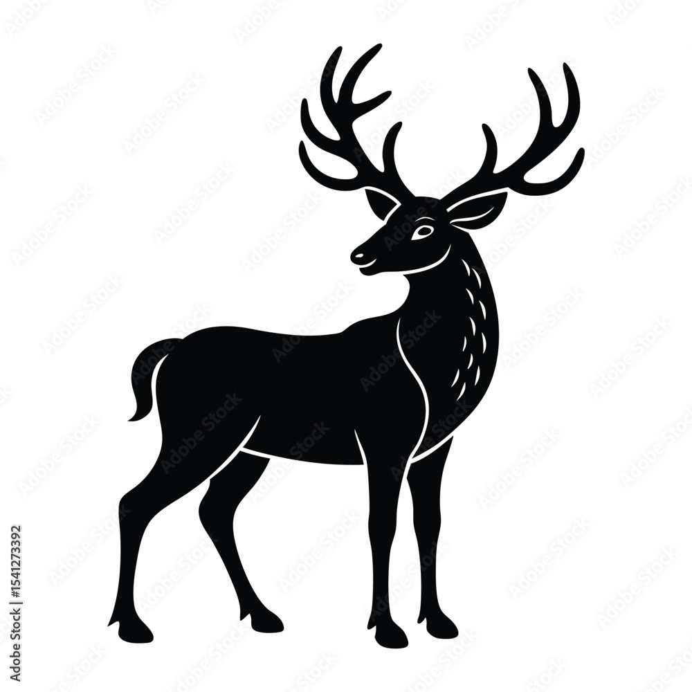 Obraz premium Majestic Stag Silhouette Elegant Black Deer Image