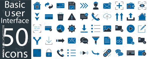 Basic User Interface Icon Set – 50 Minimal UI Symbols