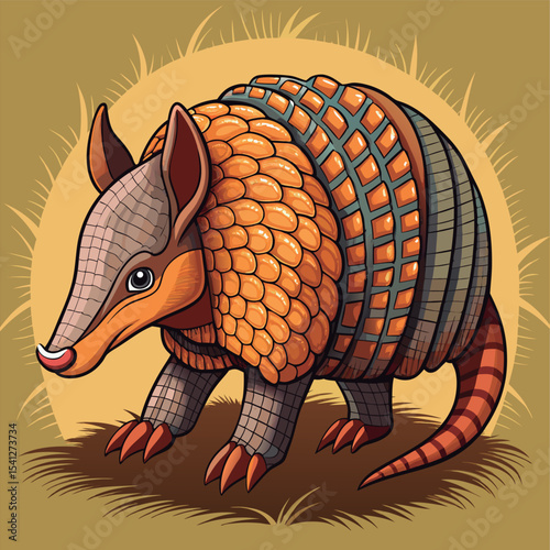 Adorable armadillo in bold design.