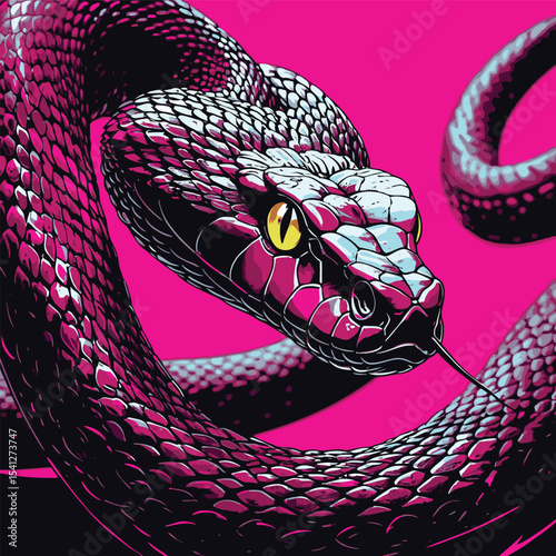 Detailed and realistic vector image of a venomous snake