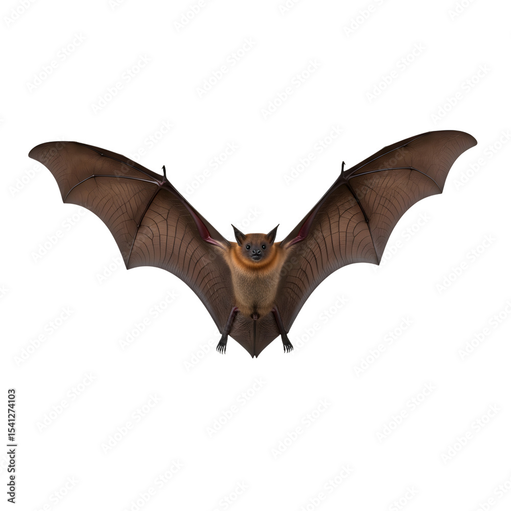 Fototapeta premium Spectacular closeup of a flying fox bat with wings spread