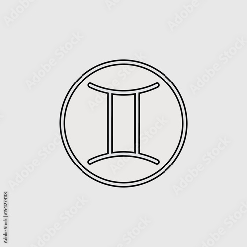 Gemini zodiac sign minimalist line art icon