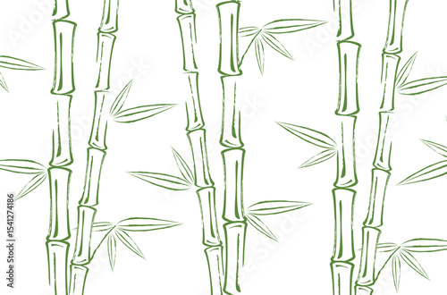 Bamboo background in grunge style. Bamboo tree and leaves pattern.