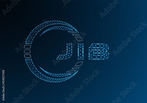 JIB low poly letter logo vector design. JIB lower poly logo design. Low poly logo.