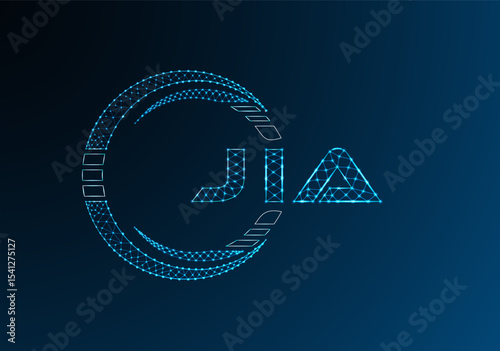 JIA low poly letter logo vector design. JIA lower poly logo design. Low poly logo.