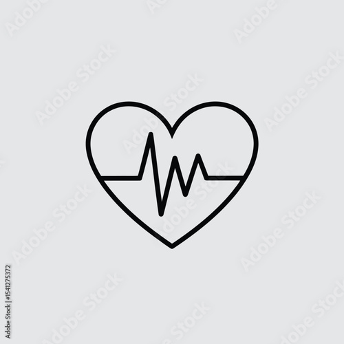 Heart rate monitor icon heartbeat line art